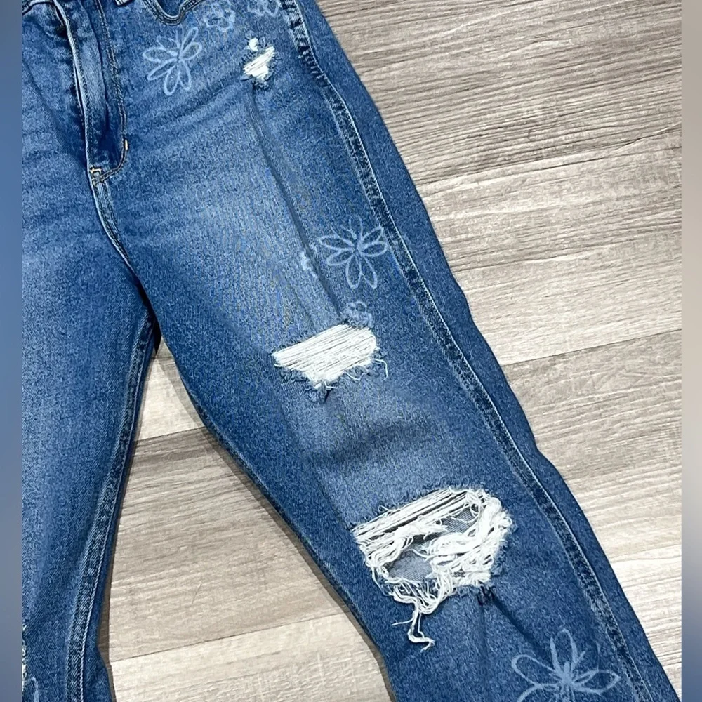 Hollister ultra high rise mom jeans vintage stretch flowers size 1R - Picture 3 of 8